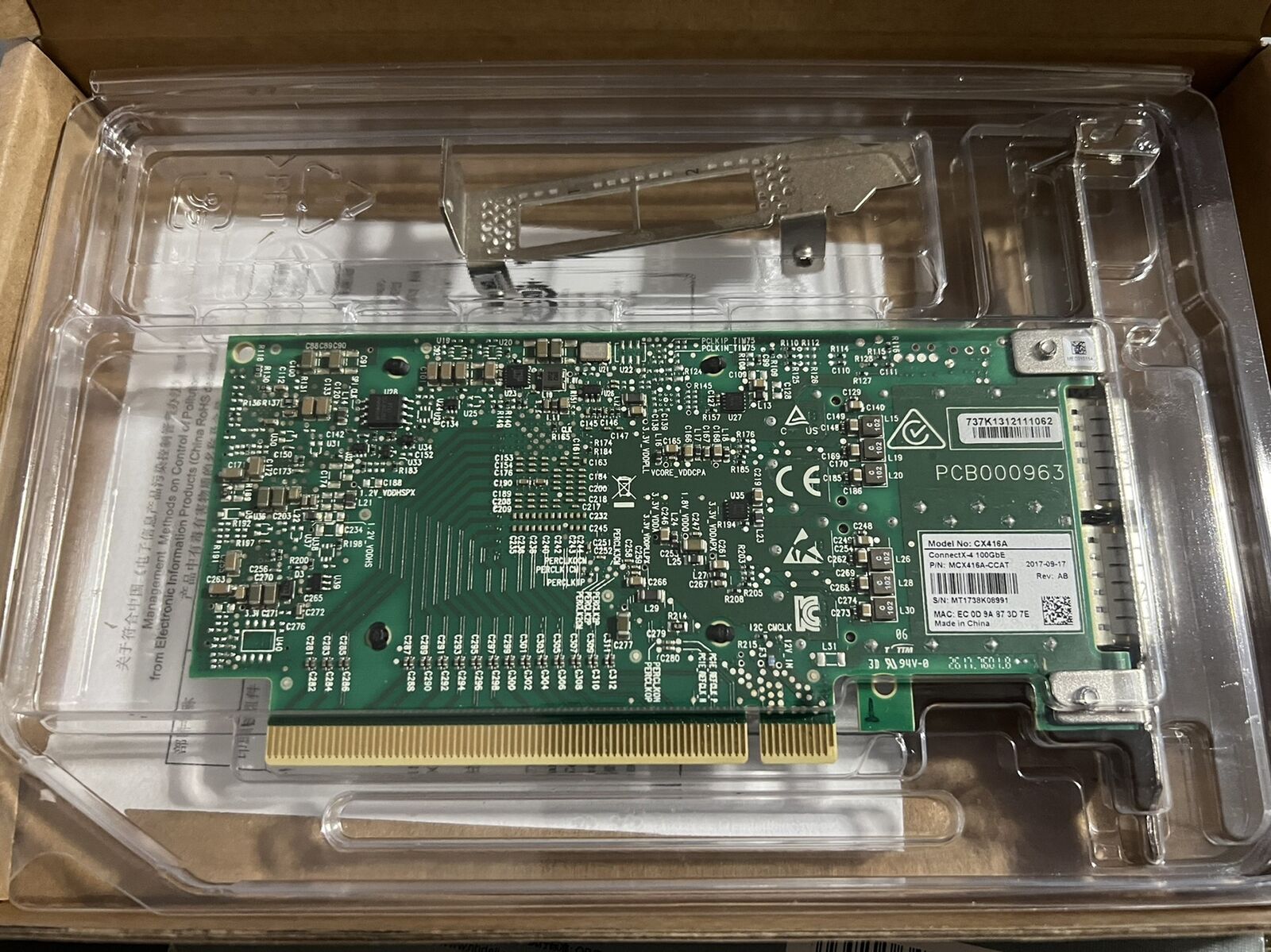Mellanox MCX416A-CAT CX416A Du - 100Gbe Qsfp28 Network Card 评论和价格